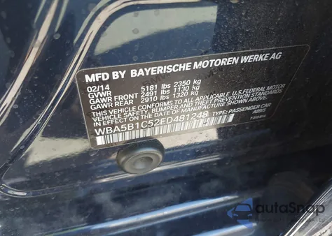 2014 BMW 535I z USA, uszkodzony, nr VIN WBA5B1C52ED481248